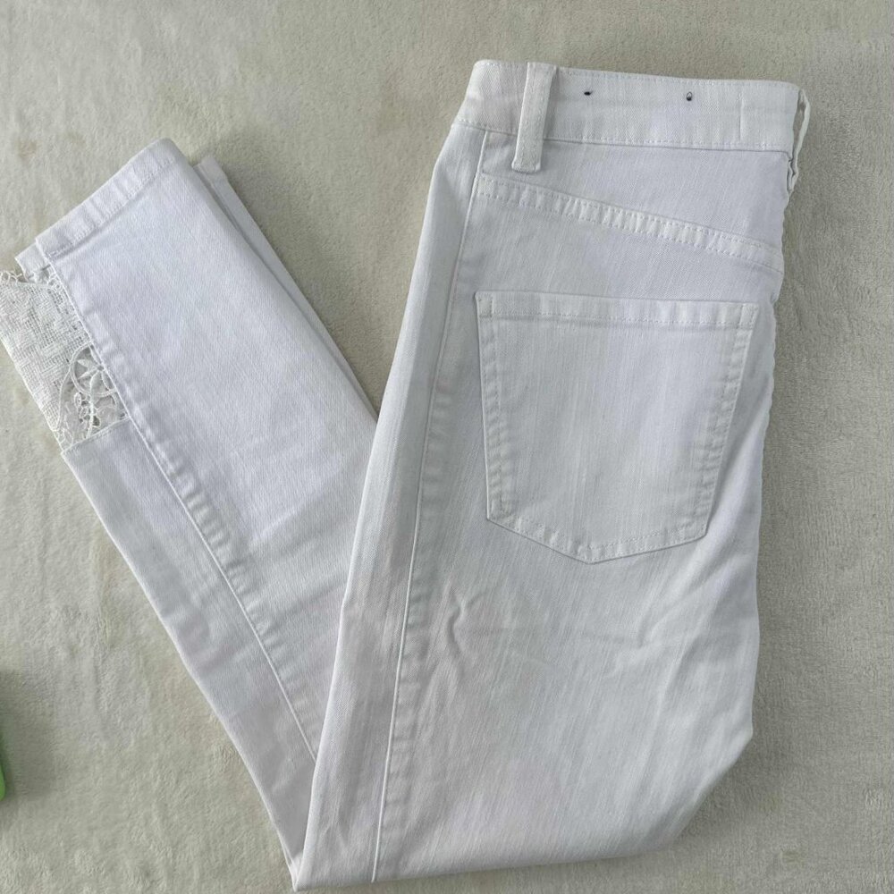 Soft Surroundings White Lace Ankle Jeansβ - Picture 3 of 15